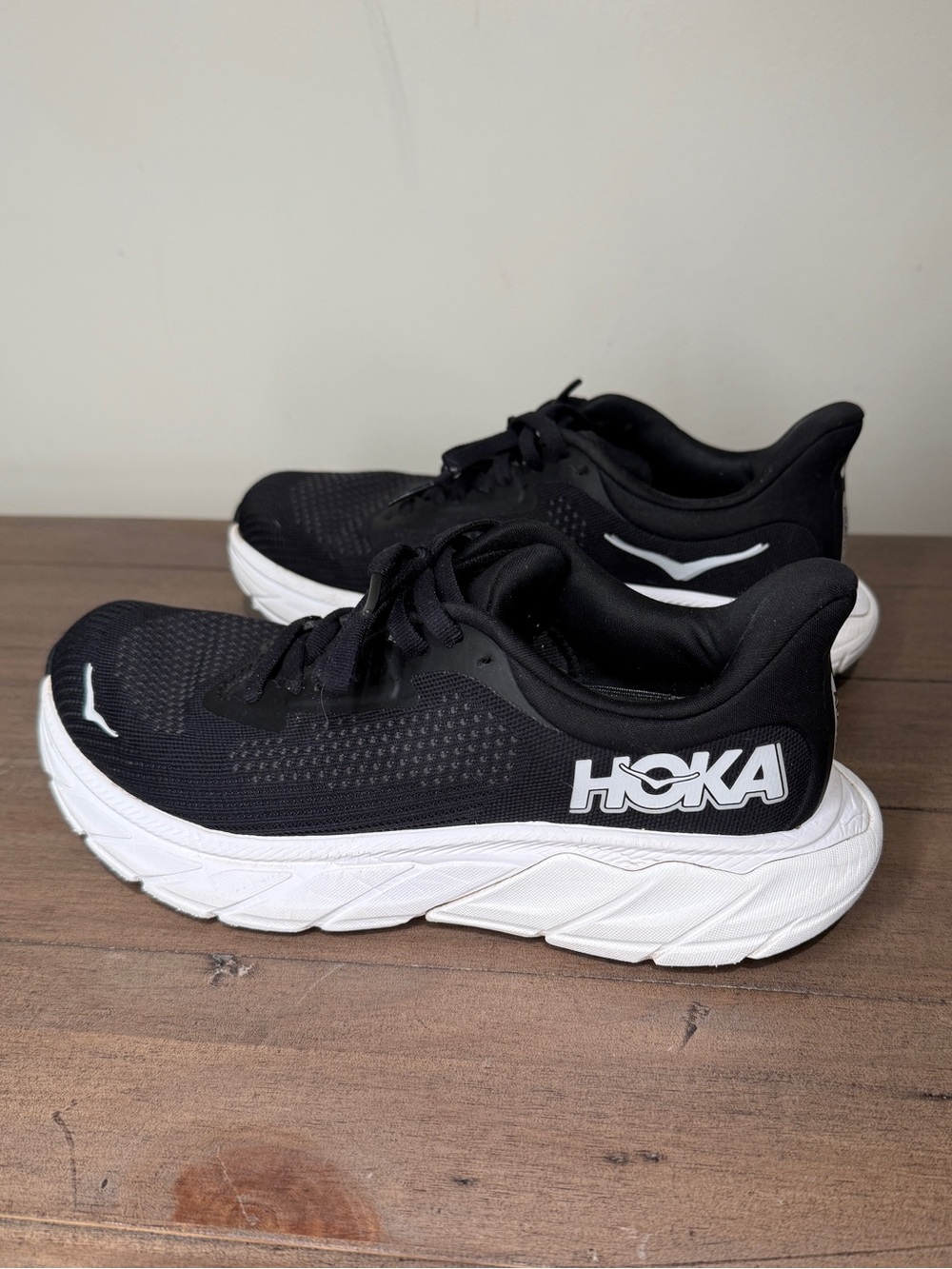 Hoka Black and White Lightweight Running Sneakers